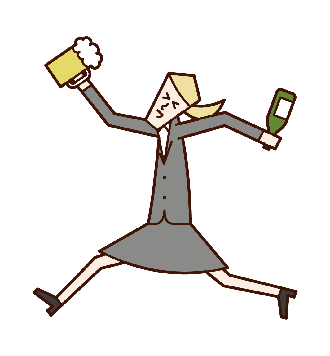 享受飲酒的人（女性）的插圖