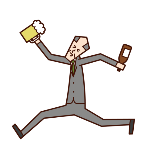 Illustration of a man who drinks alcohol with fun