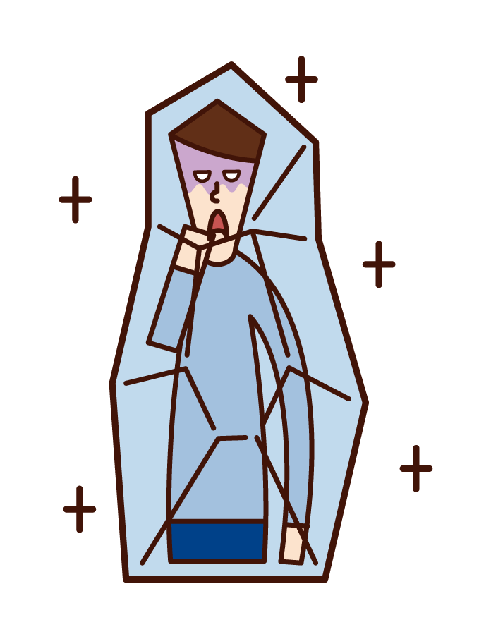 Illustration of a frozen person (male)