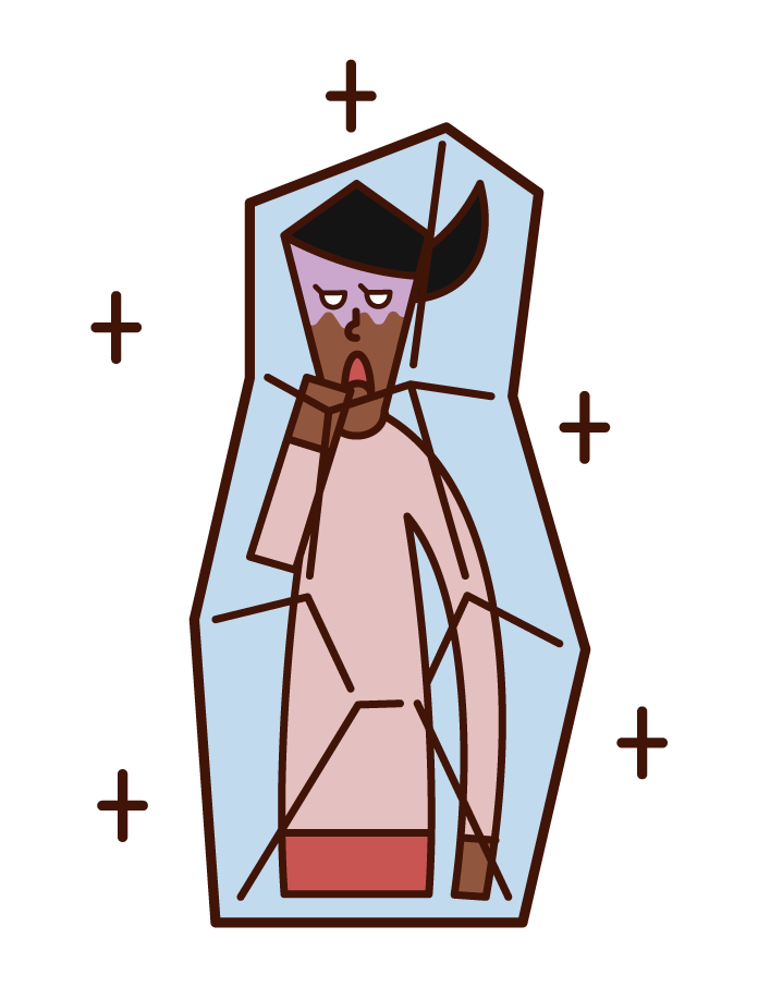 Illustration of a frozen person (woman)