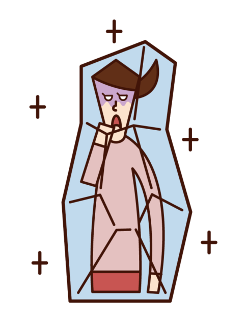 Illustration of a frozen person (woman)