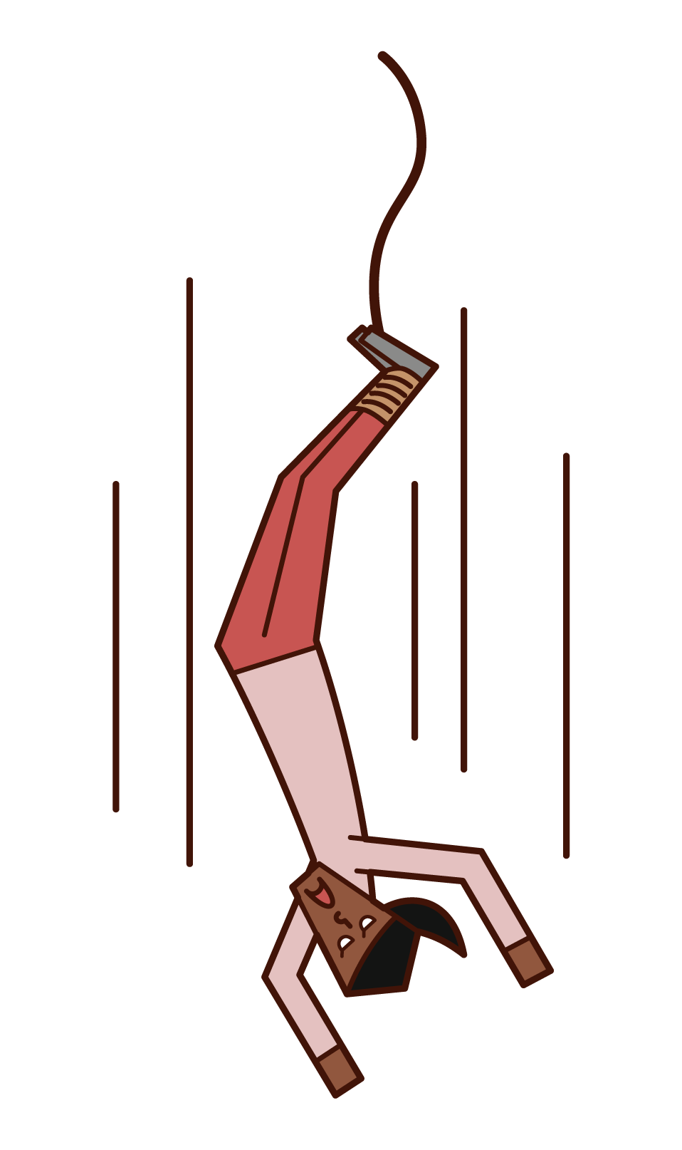 バンジージャンプをする人（女性）のイラスト