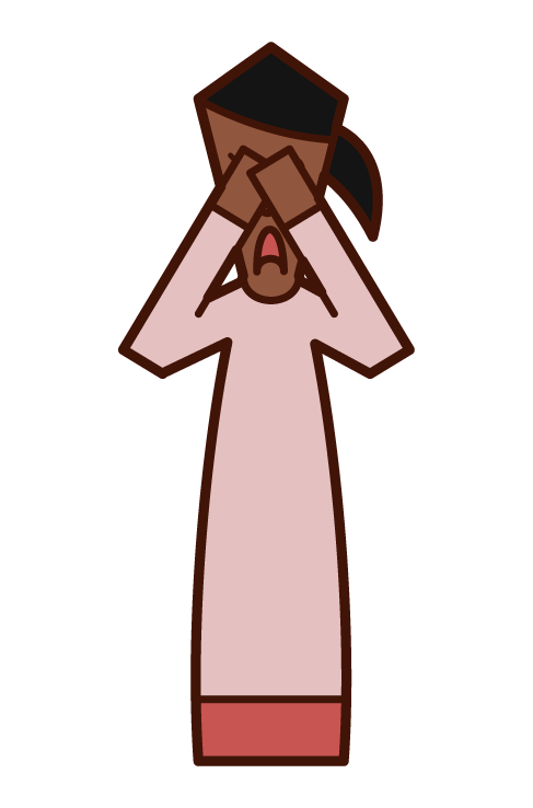 Illustration of a woman covering her face