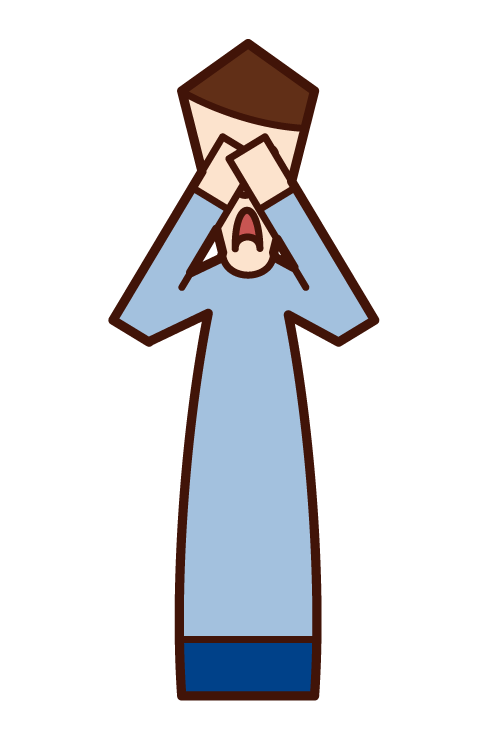 Illustration of a man covering his face