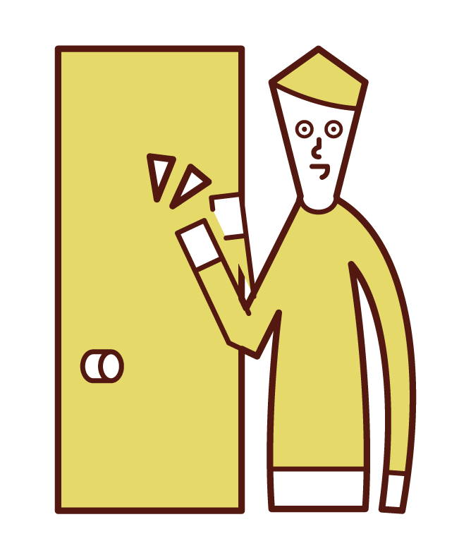 Illustration of a man knocking on a door