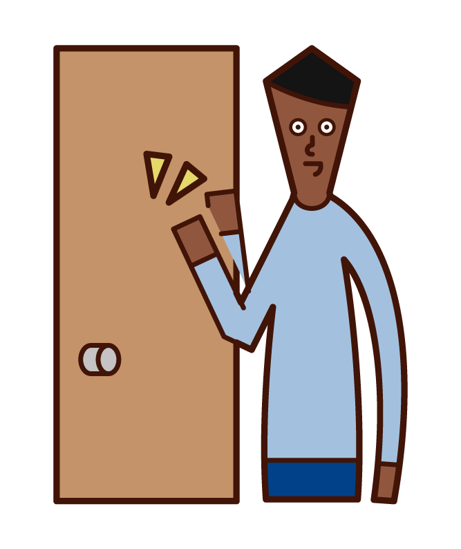 Illustration of a man knocking on a door