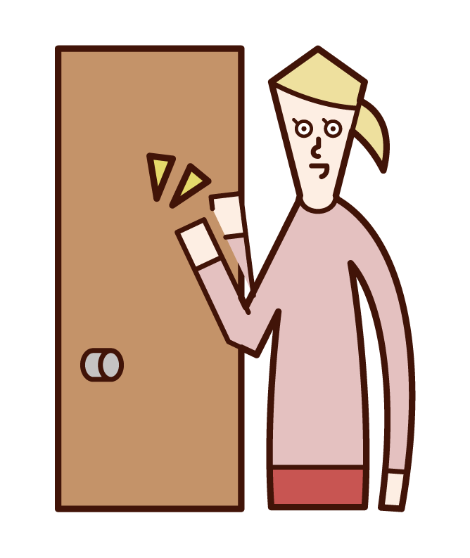 Illustration of a woman knocking on a door