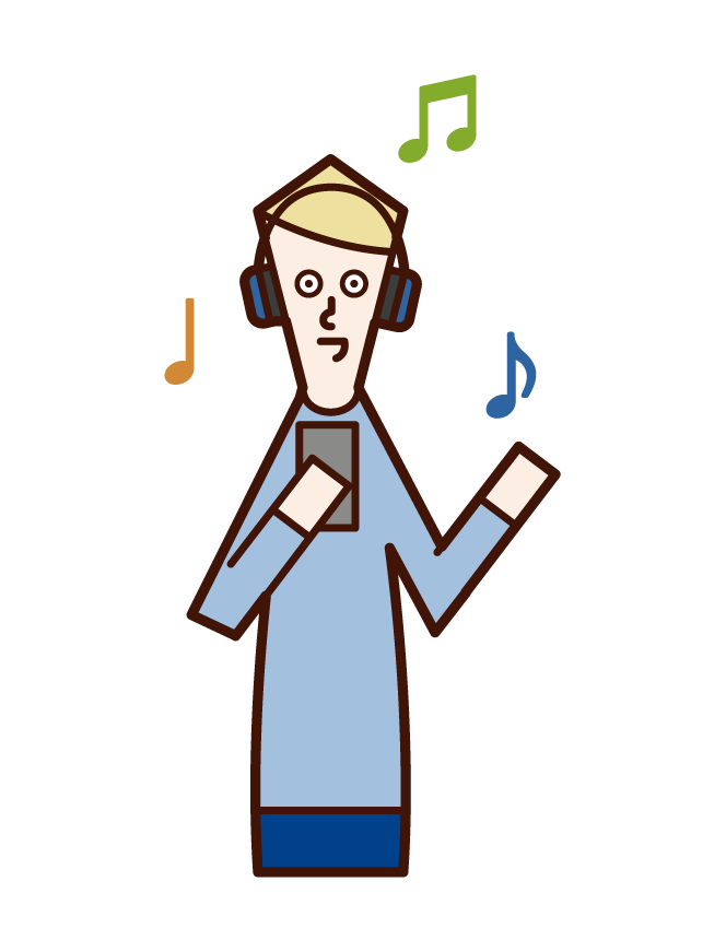 Illustration of a man listening to music with headphones