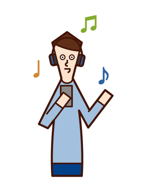 Illustration of a man listening to music with headphones