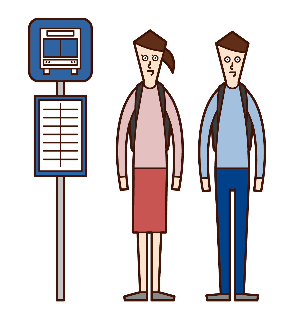 Illustration of people waiting for a bus at a bus stop