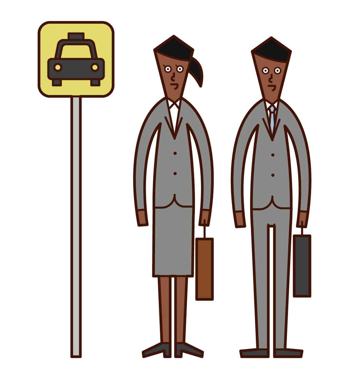 Illustration of people waiting for a taxi at a taxi station