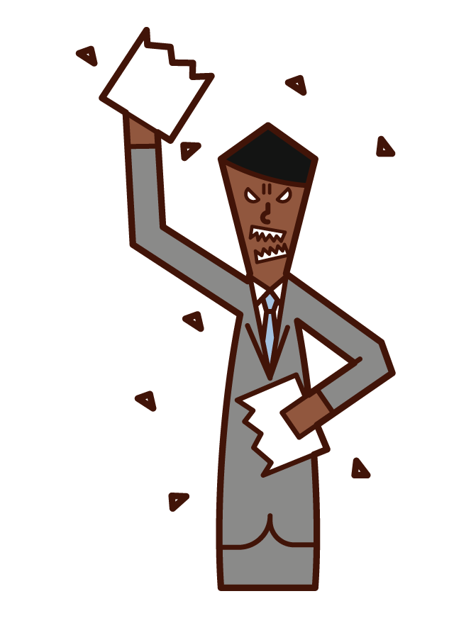 Illustration of a man breaking a document