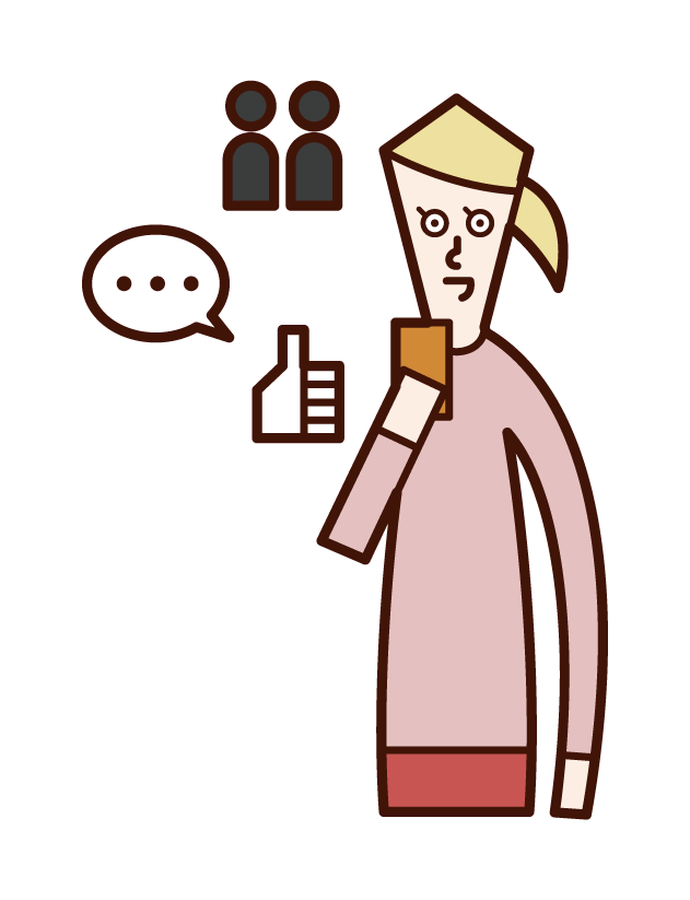 Illustration of a person (woman) who uses SNS