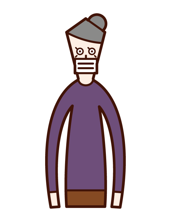 Illustration of a masked person (grandmother)