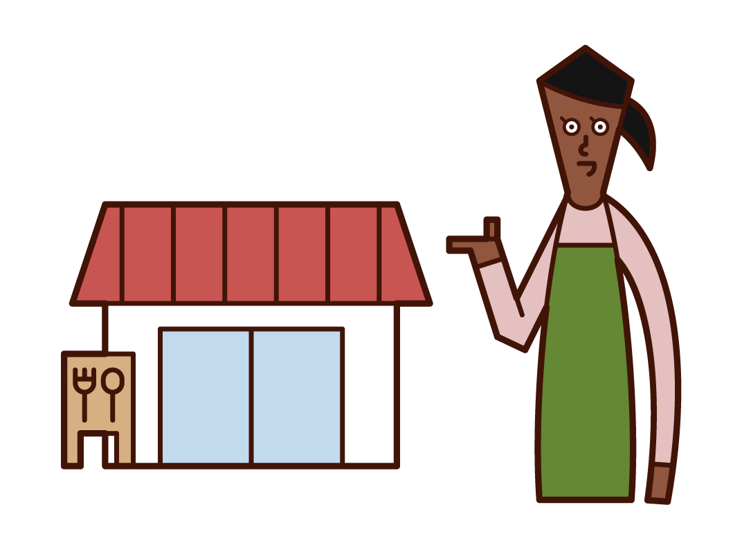 Illustration of a café clerk (female)