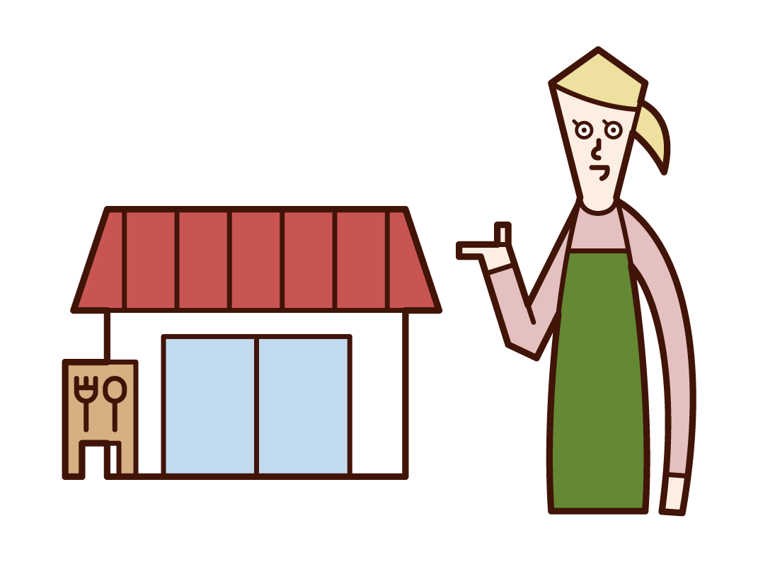 Illustration of a café clerk (female)
