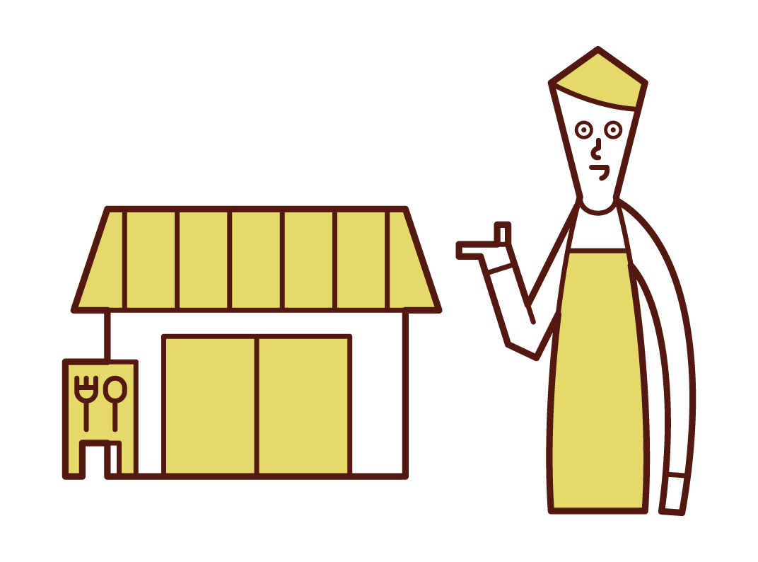Illustration of a café clerk (male)