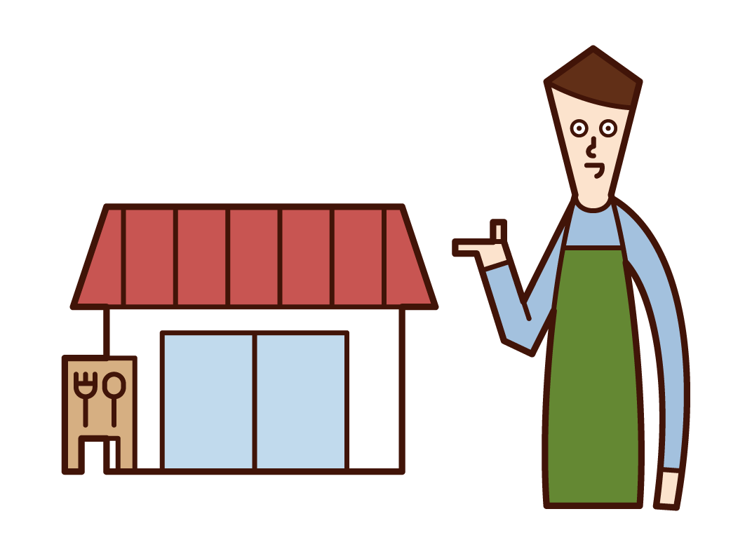 Illustration of a café clerk (male)