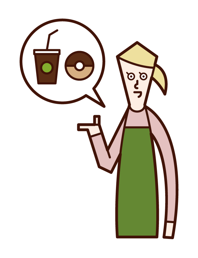 Illustration of a café clerk (female)