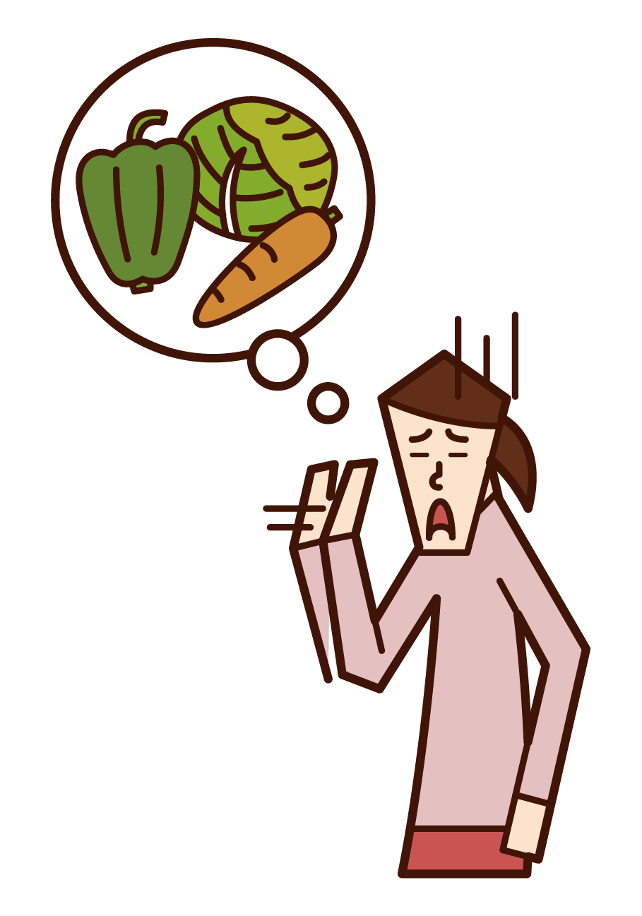 Illustration of a man who doesn't like vegetables