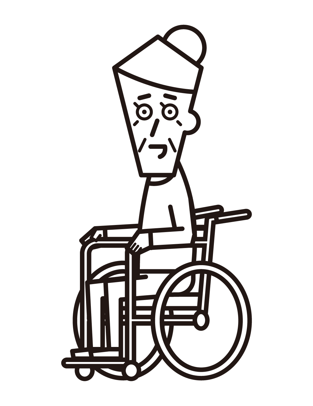 車椅子に乗っている人（おばあさん）のイラスト
