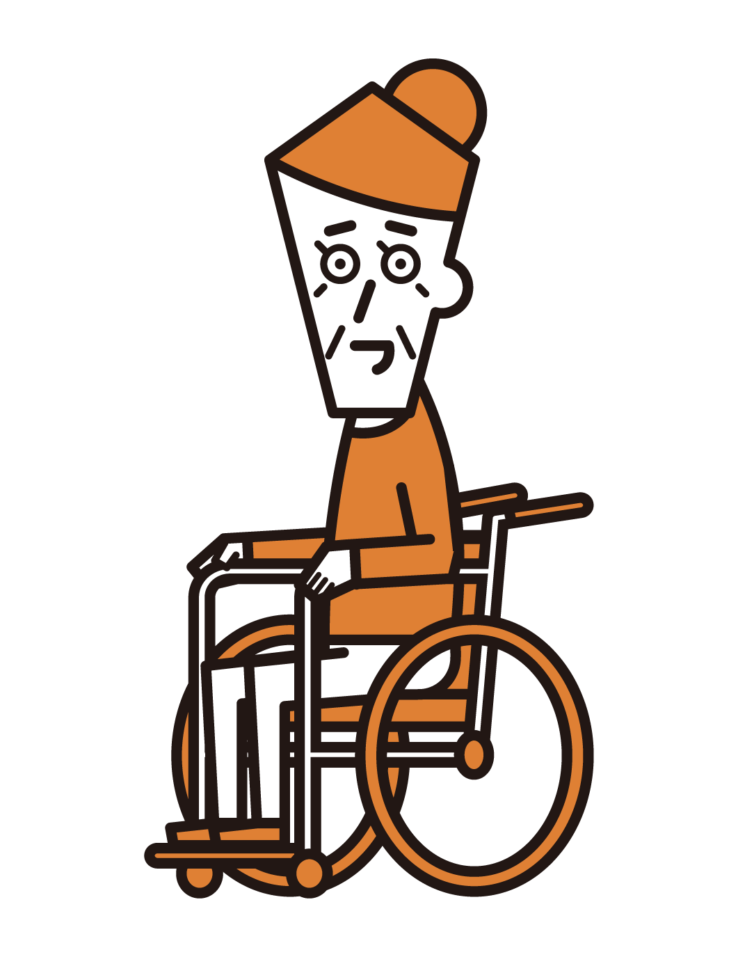 車椅子に乗っている人（おばあさん）のイラスト