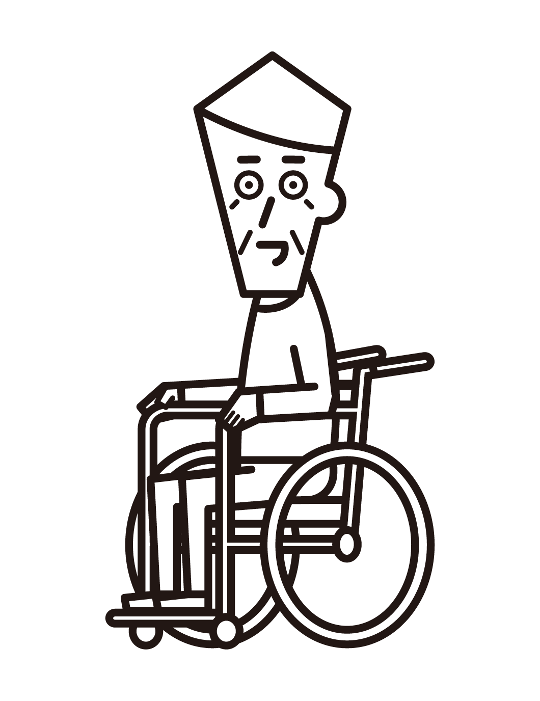 車椅子に乗っている人（おじいさん）のイラスト