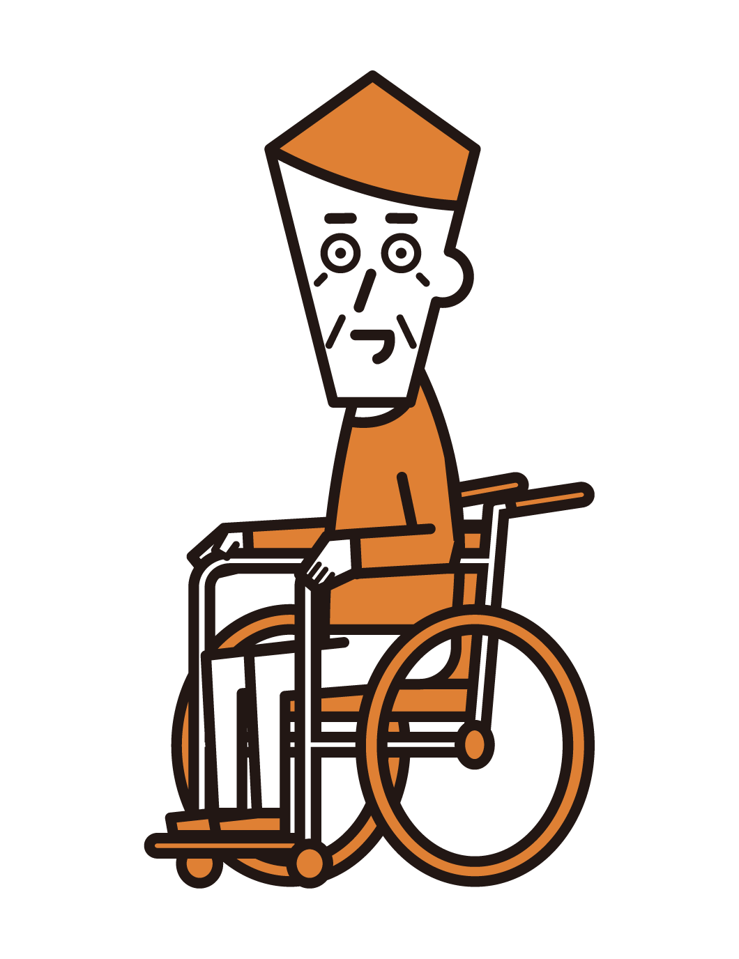 Illustration of a person (grandfather) in a wheelchair
