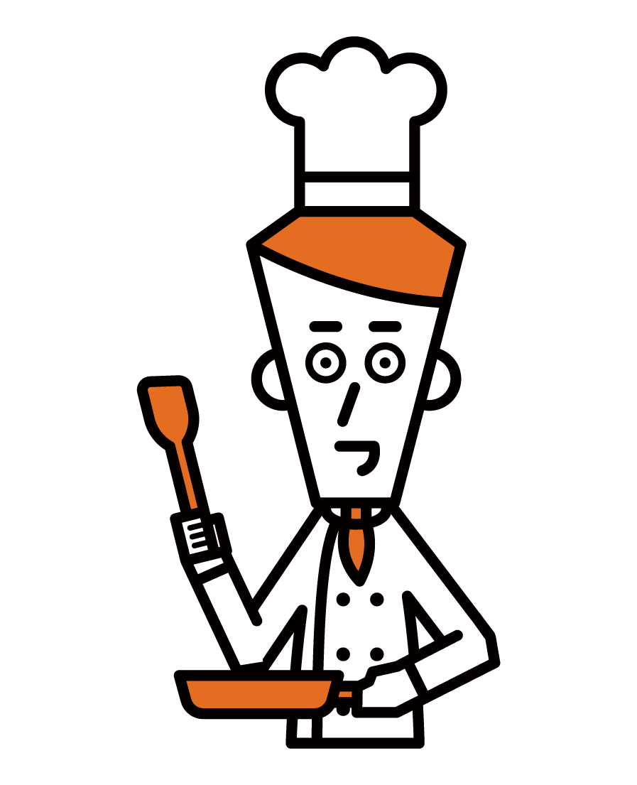 Illustration of chef (man) cooking