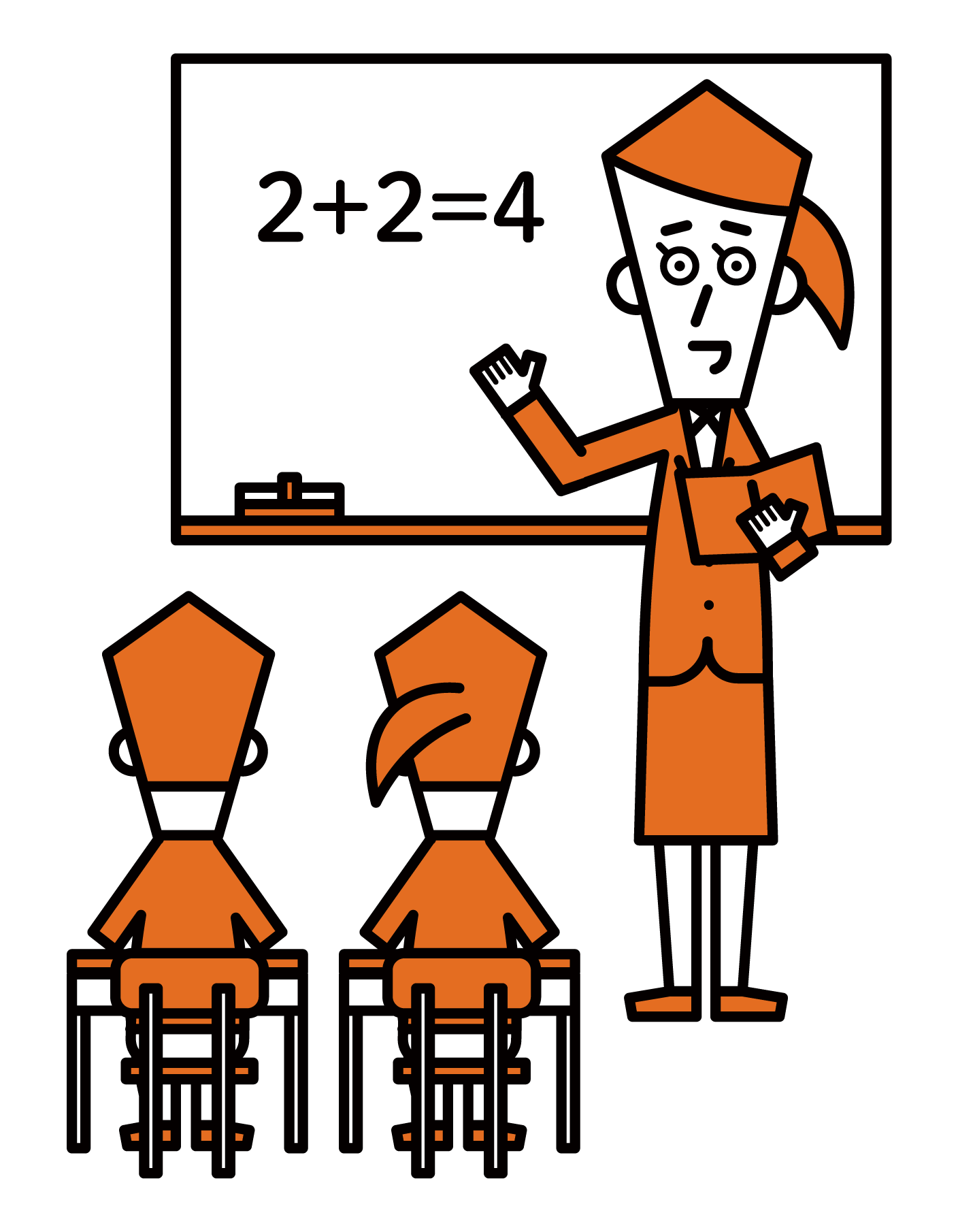 Illustration of an elementary school teacher (female) in class