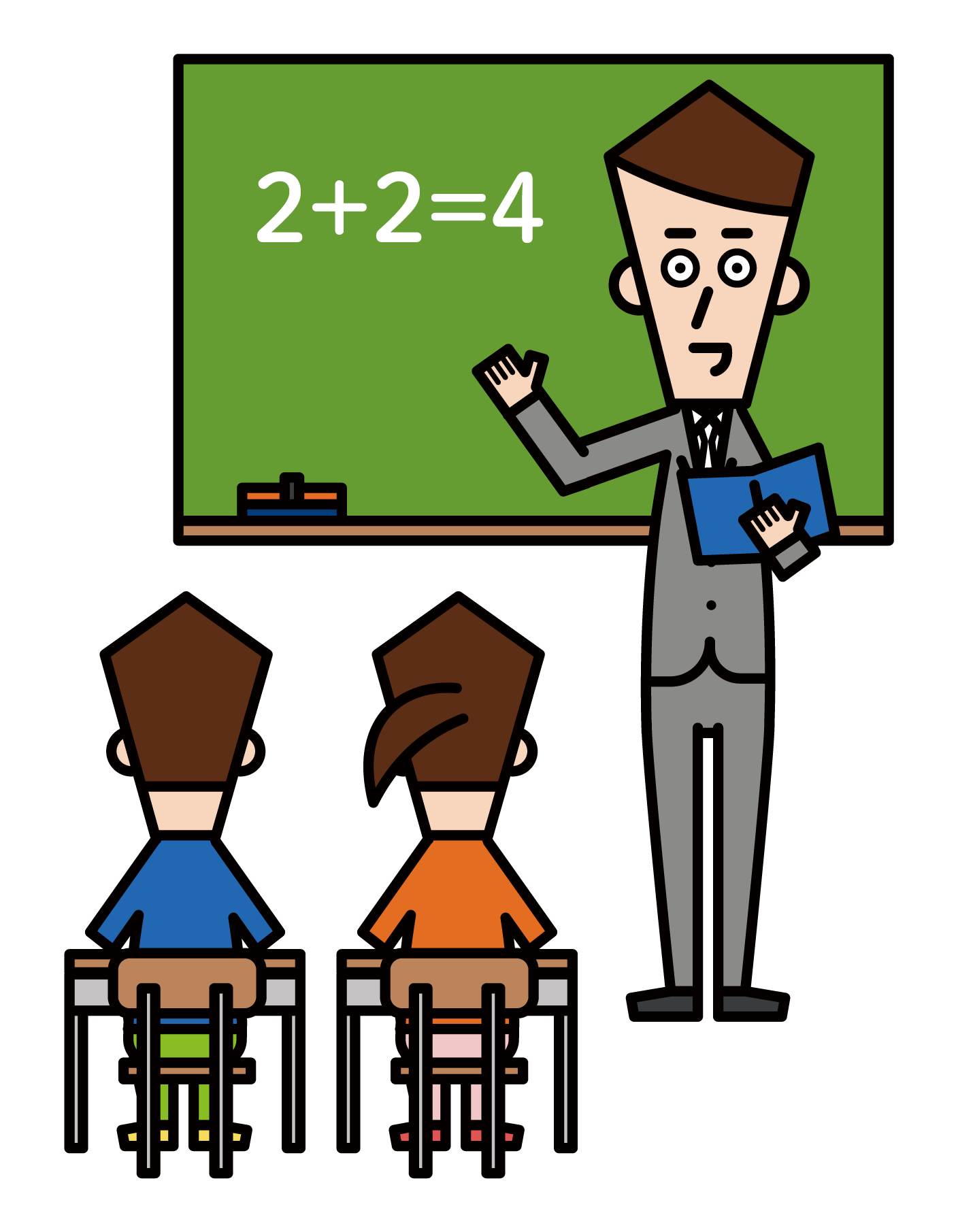 Illustration of an elementary school teacher (male) in class