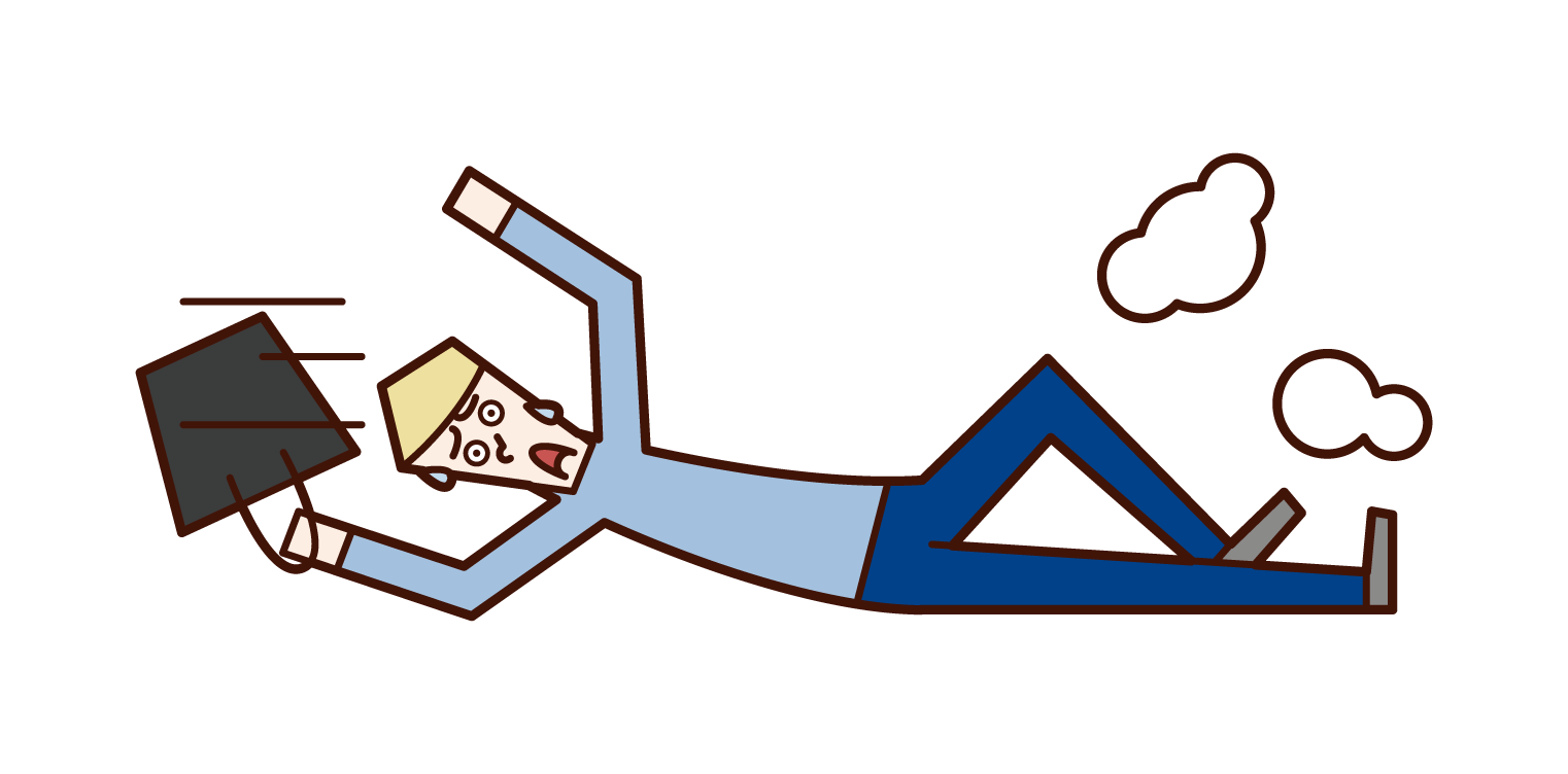 Illustration of a man who is about to be late and sliding