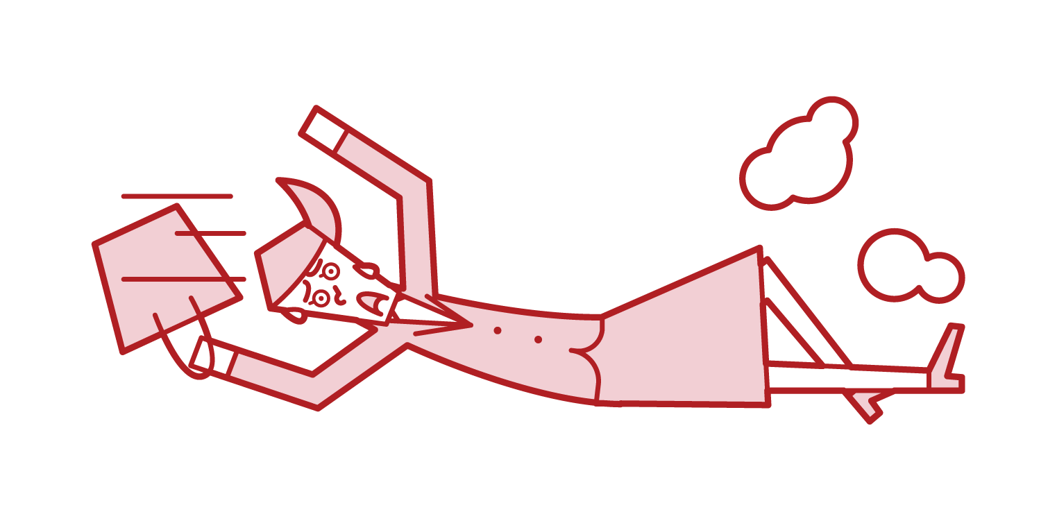 Illustration of a woman sliding because she is about to be late