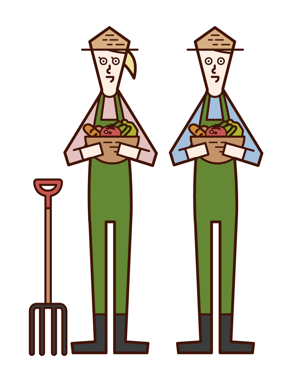 Illustration of a couple and a farmer farming