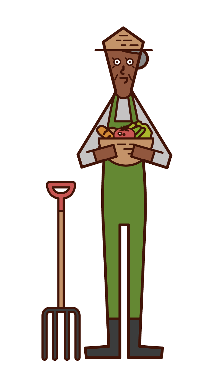 Illustration of an old farmer who farmers