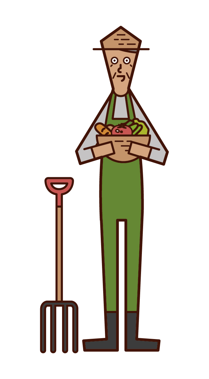 Illustration of a farmer (old man) who is farming