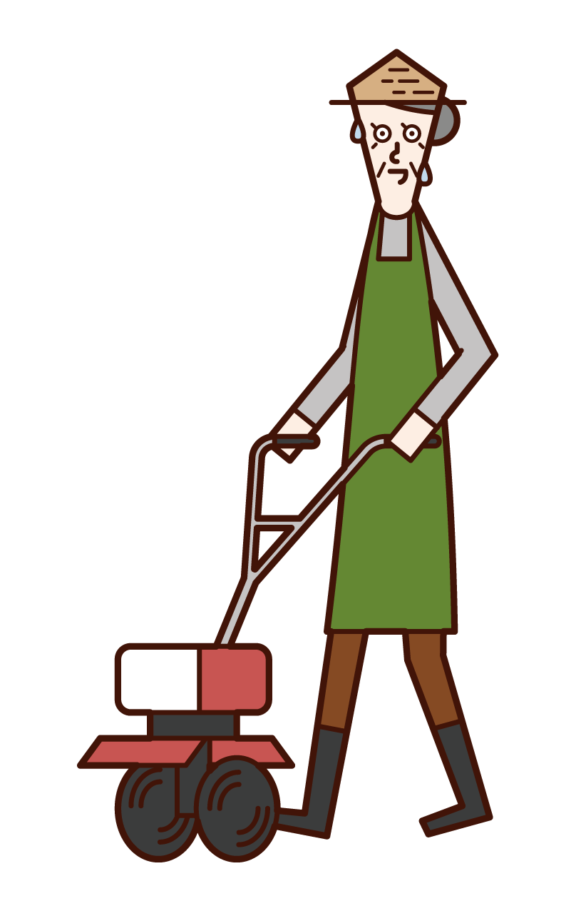 Illustration of an old man who uses a tiller