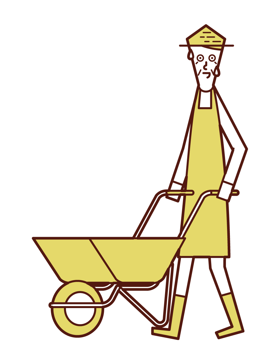Illustration of a man (old man) using a wheeled unicycle