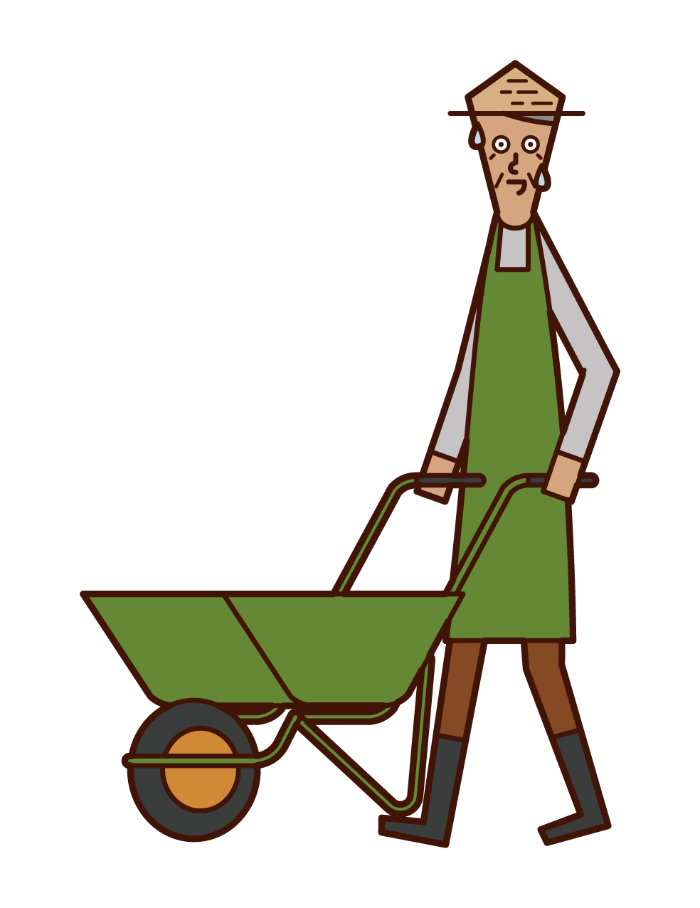 Illustration of a man (old man) using a wheeled unicycle