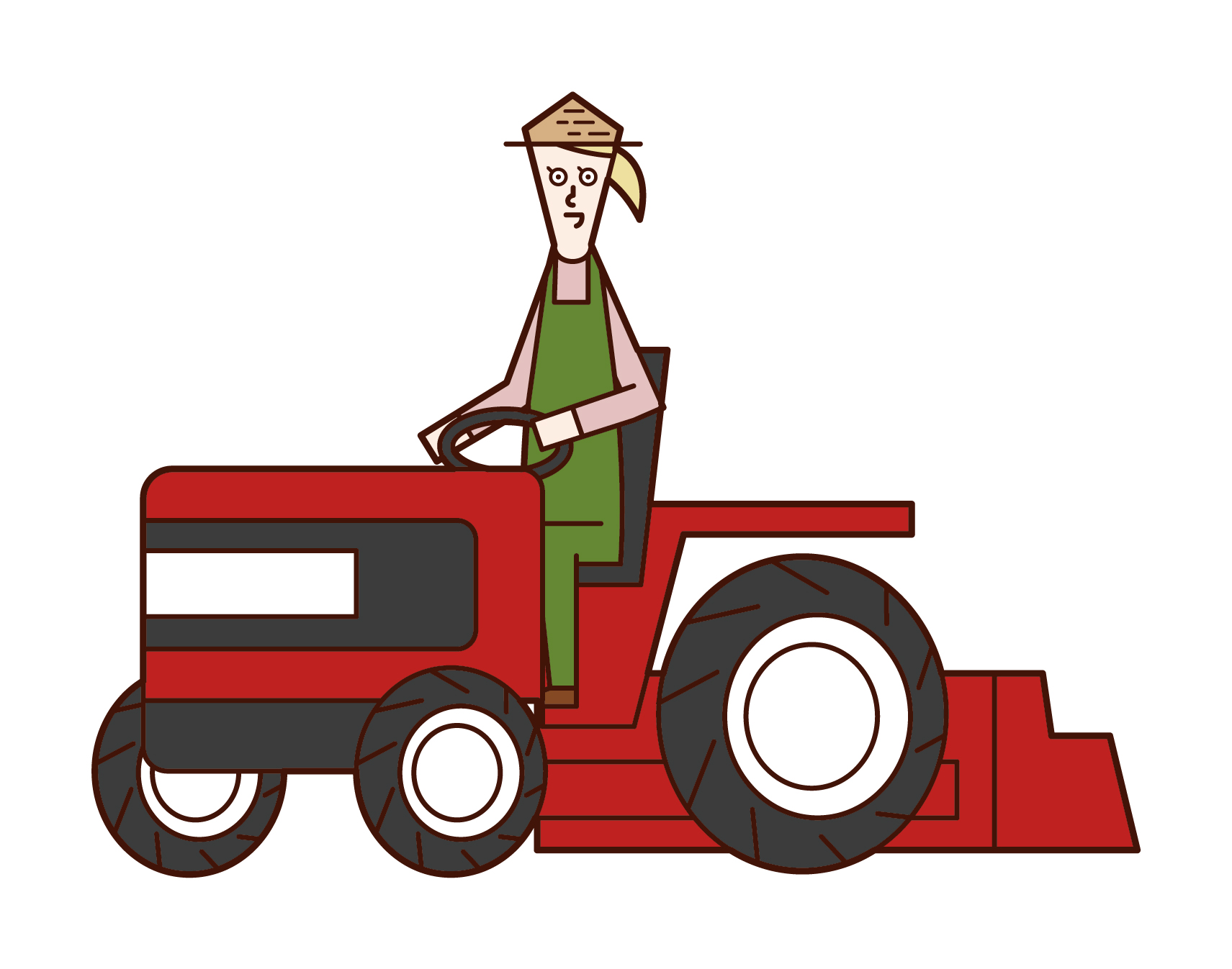 トラクターを運転する人 女性 のイラスト フリーイラスト素材 Kukukeke ククケケ