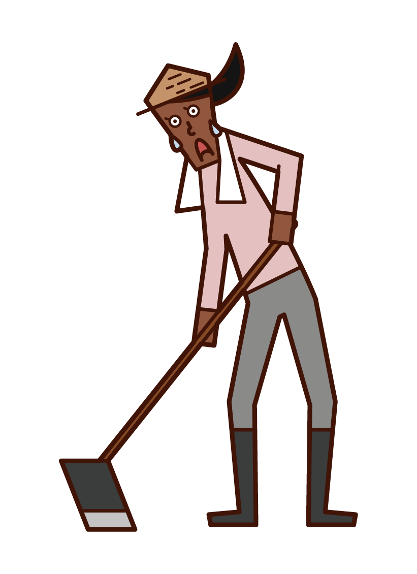 Illustration of a woman plowing a field