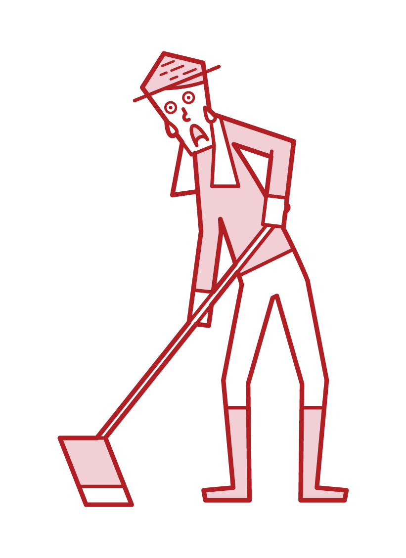 Illustration of a man plowing a field