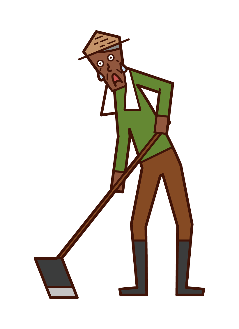 Illustration of a man plowing a field