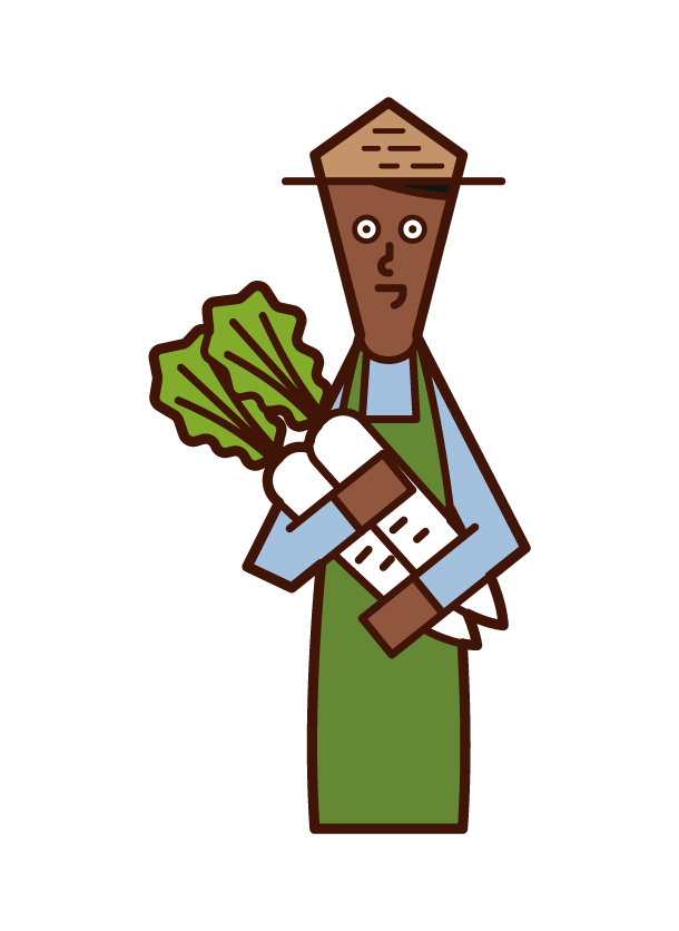 收穫蔬菜的人（男性）的插圖