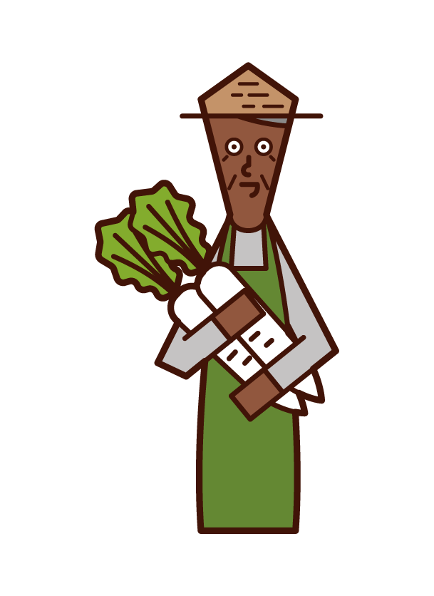 Illustration of a vegetable harvester (old man)
