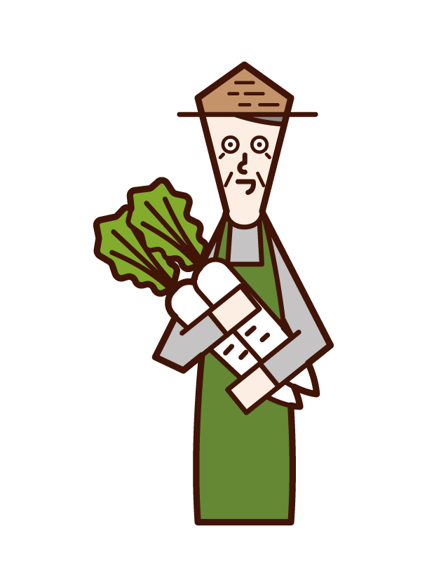 Illustration of a vegetable harvester (old man)