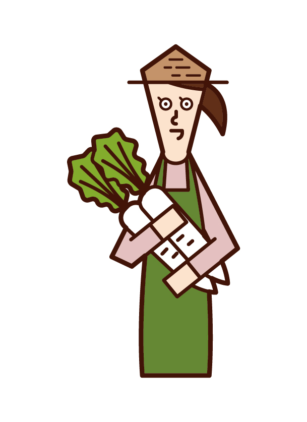 야채를 수확하는 사람 (여성)의 그림