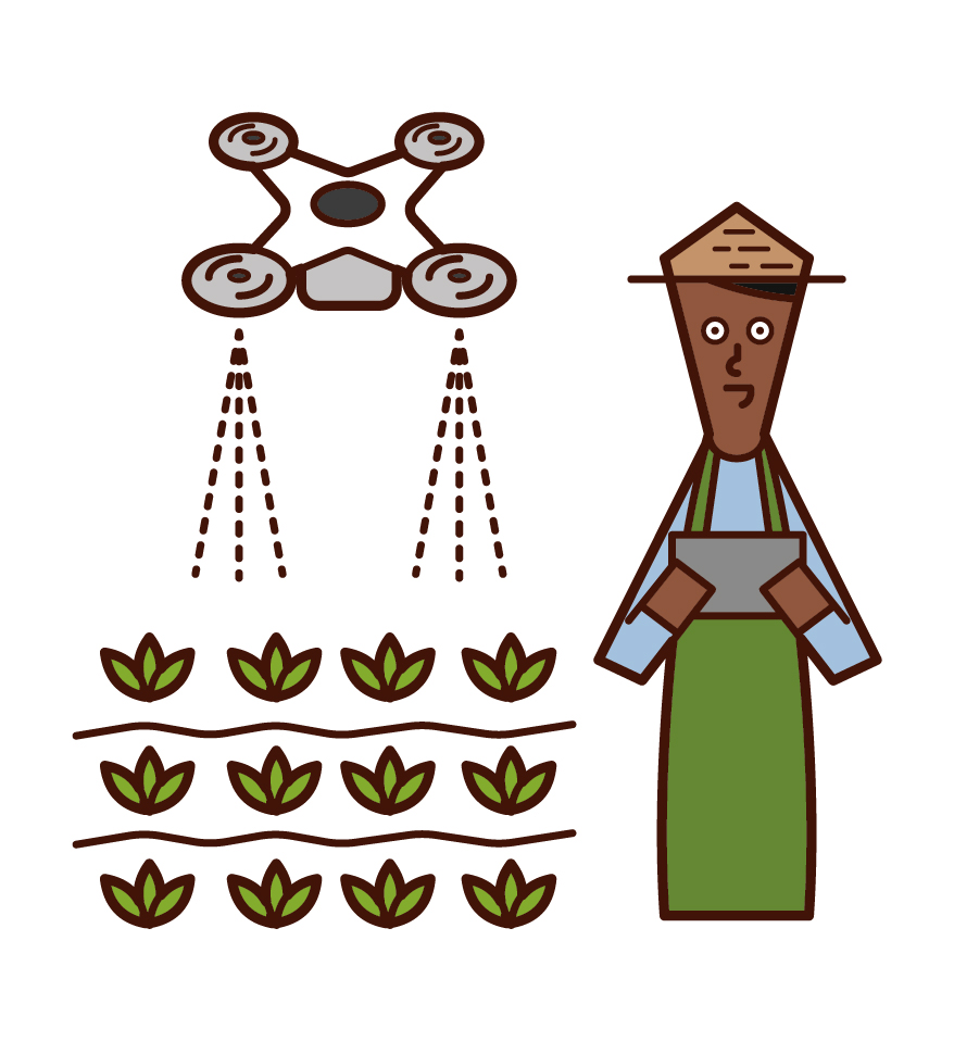ドローンで農薬を散布する人 男性 のイラスト フリーイラスト素材 Kukukeke ククケケ