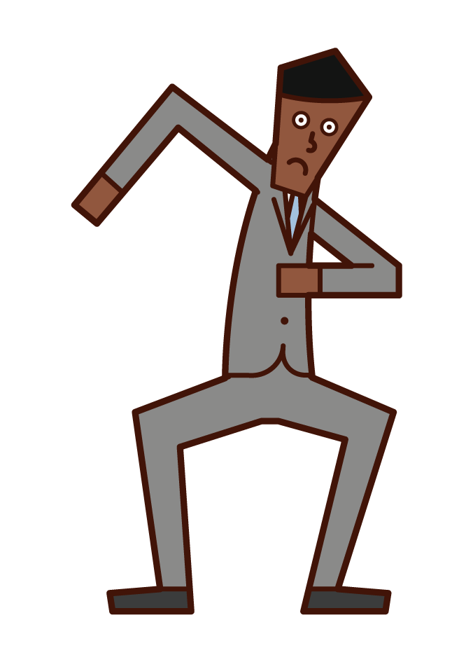 Illustration of a man who is poised to start running