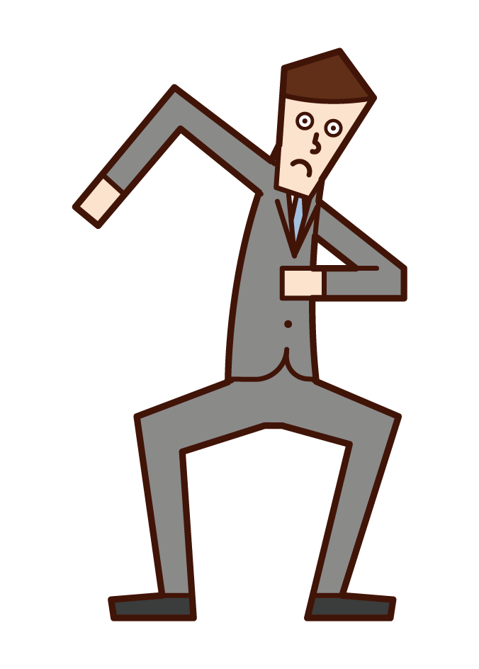 Illustration of a man who is poised to start running